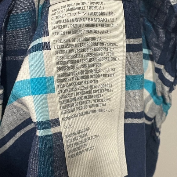 Hollister Mens Plaid Long Sleeve Snap Button Shirt Blue Turquoise M - Picture 8 of 8